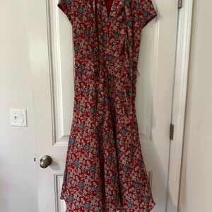 Lauren Ralph Lauren Red and Blue Floral Maxi Dress